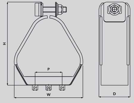 Ellis Patents VRQ Vulcan Quadrafoil Cable Cleats (Quad) - Dimensions Ilustrations